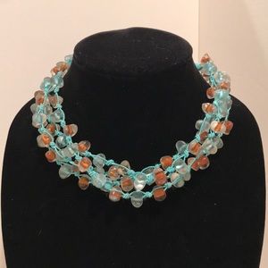 Funky necklace - turquoise, brown, clear